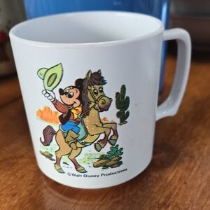 Vintage 80's Disney Melamine Child's Mug with Cowboy Mickey Walt Disney
